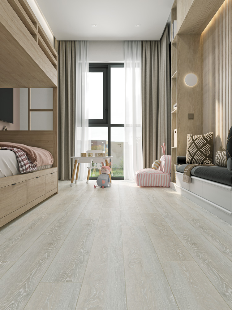 Кварцвиниловый SPC ламинат Cronafloor Wood Дуб Мане ZH-82018-5 1200×180×4 фото в интерьере